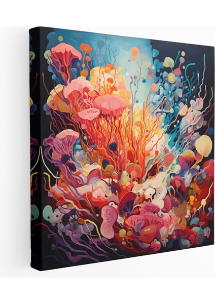 Yaban Hayatı Kanvas Tablo - Soyut Mercan Kayalığı Duvar Dekorasyonu - Yaban Hayatı, Mercan Kayalığı, Kanvas Tablo, Canlı Mercan Kayalığı, 30X30