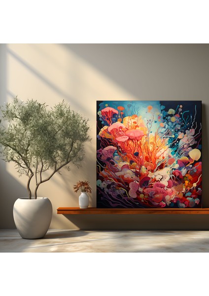 Yaban Hayatı Kanvas Tablo - Soyut Mercan Kayalığı Duvar Dekorasyonu - Yaban Hayatı, Mercan Kayalığı, Kanvas Tablo, Canlı Mercan Kayalığı, 30X30 modelleri