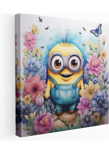 Minyonlar Suluboya Kanvas Tablo - Minyonlar, Kelebekler, Tuhaf, Ev Dekorasyonu, 50X50