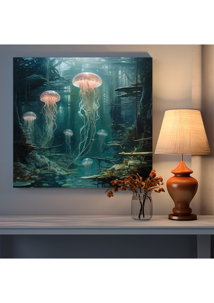 Yüzen Denizanası Kanvas Tablo, 30X30 fiyatları