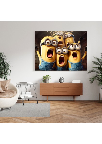 Minyonlar Karikatür Kanvas Tablo - Minyonlar, Jestler, Eğlenceli, Esprili, 30X30 modelleri