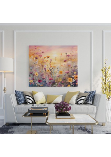 Suluboya Kır Çiçekleri Kanvas Tablo, 30X30