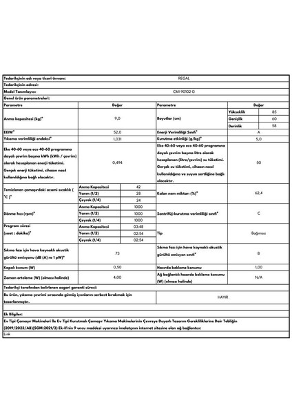 Cmı 90102 G A Enerji Sınıfı 9 kg 1000 Devir Çamaşır Makinesi