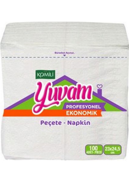 Yuvam - Peçete Eko 24,5 x 23 cm 100 x 32 (1 x 32 Ad. ) Komili Yuvam Prf 110008