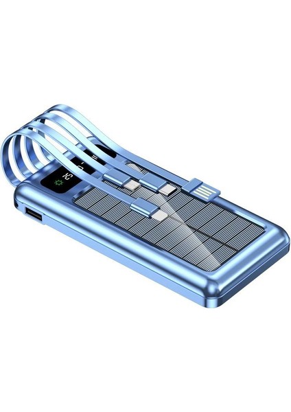 Güneş Enerjili Fener Özellikli 20000 Mah Solar Powerbank Dahili Kablolu