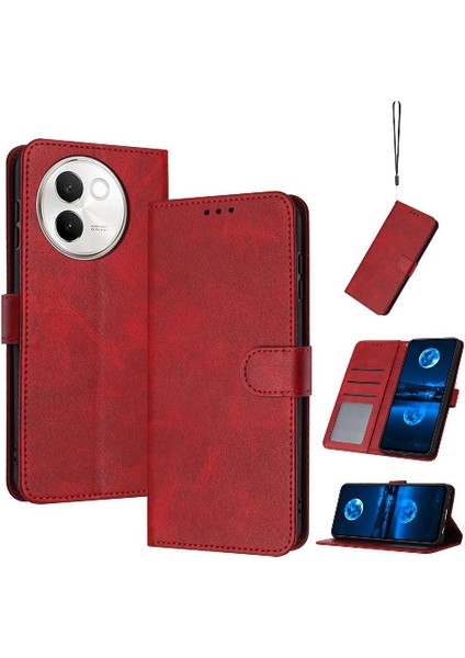 Kart Yuvası ile Vıvo V30E 5g Için Flip Case Pu Deri Saf Renk ile (Yurt Dışından)