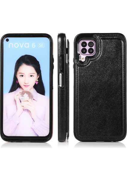 Kart Tutucu Kart Yuvaları Kickstand Pu ile Huawei P40 Lite Için Cüzdan Kılıf (Yurt Dışından) fırsatları