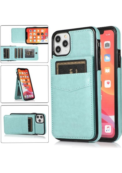 IPhone 11 Pro Premium Deri Kart Tutucu Manyetik Toka ile Uyumlu (Yurt Dışından)