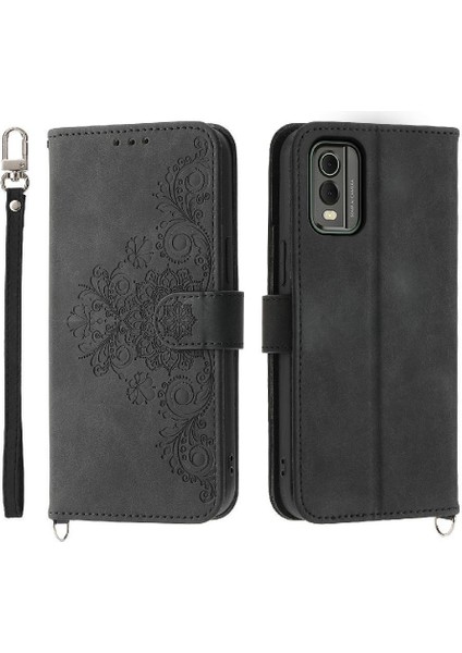 Nokia C32 Çoklu Kredi Kartı Yuvaları Için Flip Case Kabartmalı Darbeye Dayanıklı (Yurt Dışından)