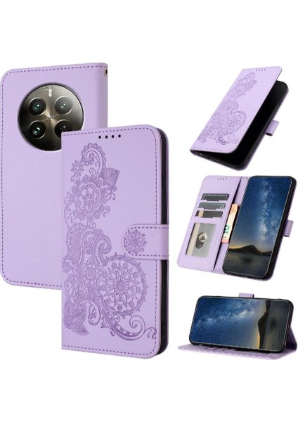 Kart Yuvası ile Realme 12 Artı Pu Deri Manyetik Kapatma Için Flip Case (Yurt Dışından)