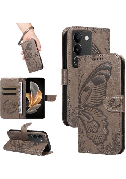 Vıvo V29 5g Için Flip Case Kredi Kartı Yuvası ile Ayrılabilir El Kayışı Yüksek (Yurt Dışından)