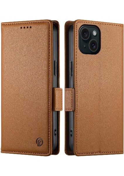 IPhone 15 Için Flip Case Günlük Kullanım Kart Yuvaları Flip Iş Cüzdan (Yurt Dışından)