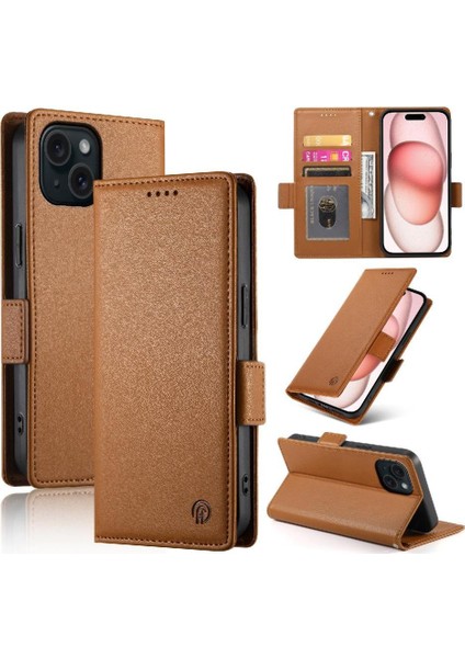 IPhone 15 Için Flip Case Günlük Kullanım Kart Yuvaları Flip Iş Cüzdan (Yurt Dışından) indirimleri