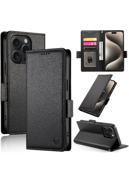 IPhone 15 Için Flip Case Pro Kart Yuvaları Iş Günlük Kullanım Cüzdan Flip (Yurt Dışından)