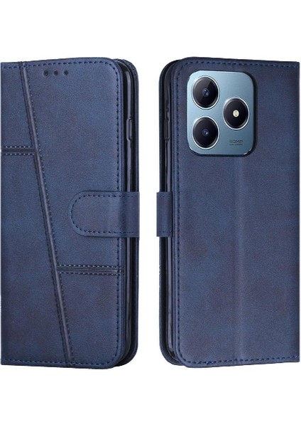 Realme C61 Yan Toka Tam Koruma Kartı Ekleme Pu Için Flip Case (Yurt Dışından)