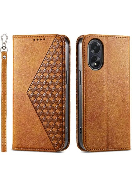 Oppo A38 4g Günlük Kullanım Için Flip Case Cüzdan Eşkenar Dörtgen Şekli Standı El Kayışı (Yurt Dışından)