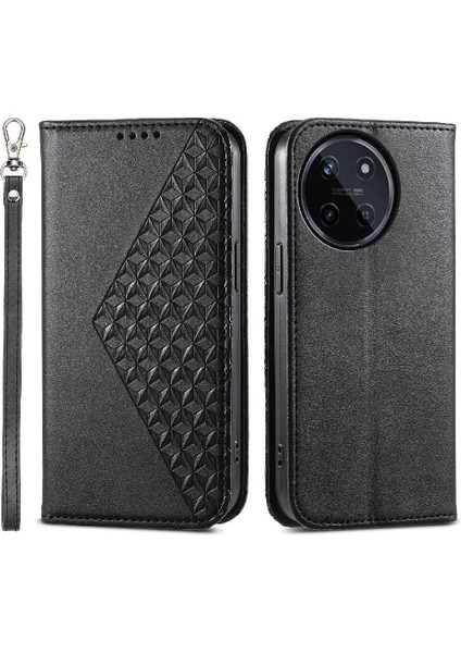 Realme 11 4g Standı Günlük Kullanım Için Flip Case El Kayışı Cüzdan Eşkenar Dörtgen Şekli (Yurt Dışından)