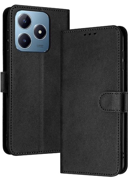 Kart Yuvası Saf Renk Kickstand ile Realme C61 Pu Deri Için Flip Case (Yurt Dışından)