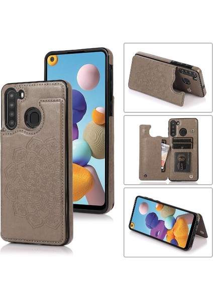 Samsung Galaxy A21 Için Kart Tutucu Kılıf ile Cüzdan Pu Deri Desen (Yurt Dışından)