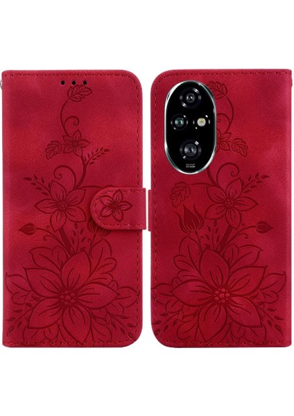 Honor Için Flip Case 200 Pro 5g Cüzdan Kart Tutucu Manyetik Kabartmalı Zambak (Yurt Dışından)