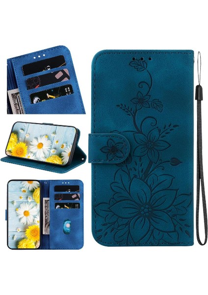 Tecno Pova 6 Pro 5g Kickstand Manyetik Cüzdan Kabartmalı Zambak Için Flip Case (Yurt Dışından)