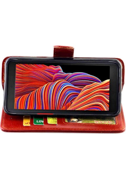 Samsung Galaxy Xcover 5 Kart Tutucu Manyetik Kapatma Pu Için Flip Case (Yurt Dışından)