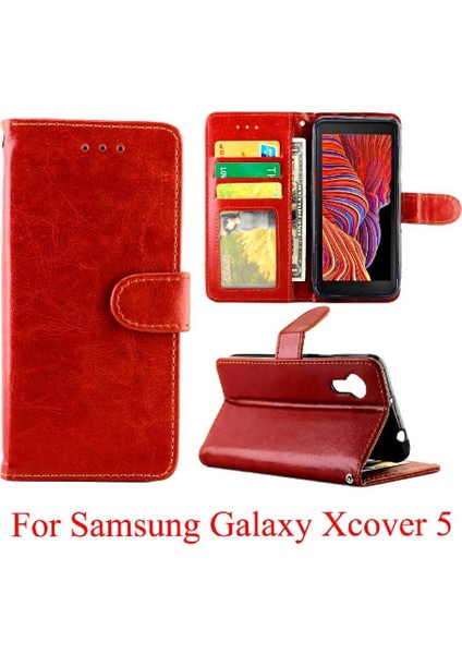 Samsung Galaxy Xcover 5 Kart Tutucu Manyetik Kapatma Pu Için Flip Case (Yurt Dışından)