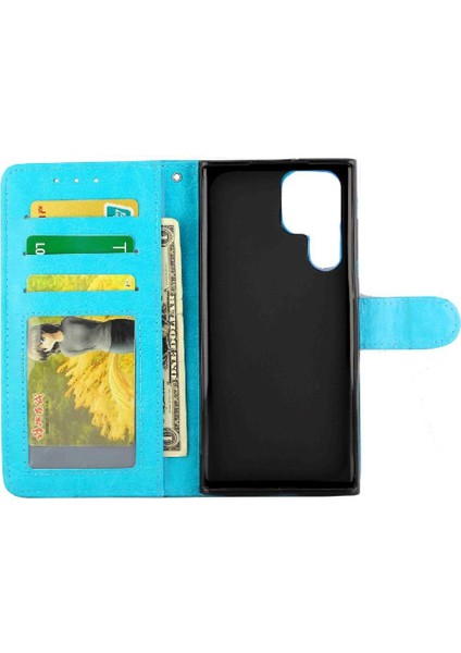 Samsung Galaxy S22 Ultra 5g Manyetik Kapatma Pu Deri Kart Için Flip Case (Yurt Dışından)