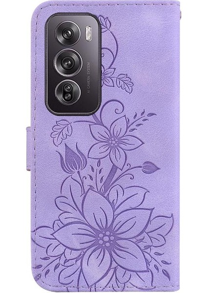 Oppo Oppo 12 Pro 5g Için Flip Case Kart Tutucu Manyetik Kabartmalı Zambak (Yurt Dışından) modelleri