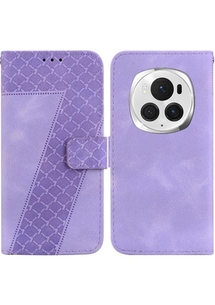 Honor Magic6 Pro Pu Deri Kart Yuvası Fonksiyonu Için Telefon Kılıfı Kabartmalı (Yurt Dışından)