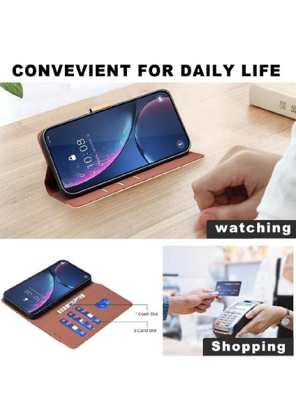 IPhone 15 Için Flip Case Kart Yuvaları Tutucu Flip Folio Rfıd Engelleme Tpu (Yurt Dışından)