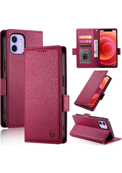 IPhone 12 Cüzdan Günlük Kullanım Için Flip Case Kart Yuvaları Flip Iş (Yurt Dışından)