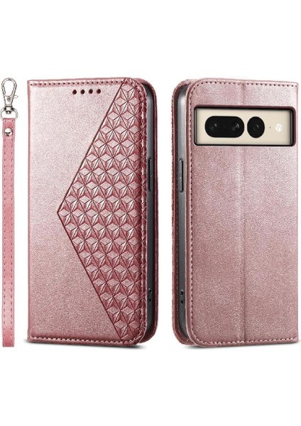 Google Piksel 8 Pro El Kayışı Eşkenar Dörtgen Şekli Günlük Kullanım Cüzdan Için Flip Case (Yurt Dışından)