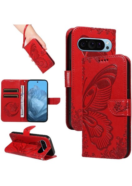 Kredi Kartı Yuvası Yüksek Kaliteli Deri ile Google Pixel 9 Için Flip Case (Yurt Dışından)