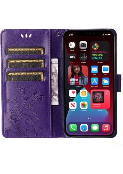 IPhone 13 Için Filp Durumda Bilek Kayışı Kart Tutucu Pu Deri Kickstand (Yurt Dışından)