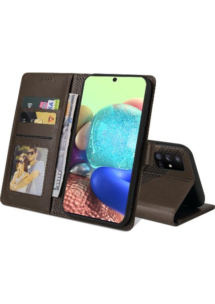 Samsung Galaxy A71 4 Köşe Koruma Üç Kart Yuvaları Için Flip Case (Yurt Dışından)
