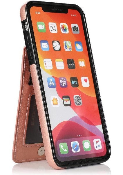 IPhone 11 Pro Premium Deri Kart Tutucu Manyetik Toka ile Uyumlu (Yurt Dışından)