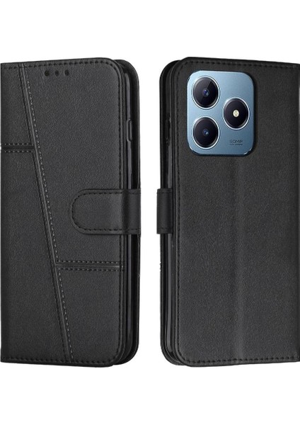 Realme C61 Yan Toka Tam Koruma Kartı Ekleme Pu Için Flip Case (Yurt Dışından)