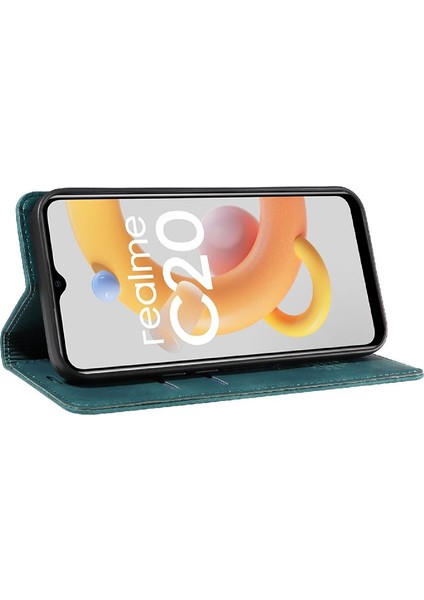 Realme C20/C20A/C11 Koruyucu Pu Deri Folio Cüzdan Manyetik Için Kılıf (Yurt Dışından)