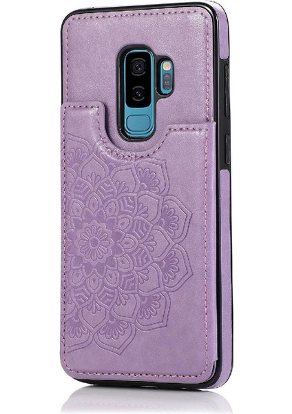 Samsung Galaxy S9 Çift Düğmeler Için Kart Tutucu Kılıf ile Cüzdan Pu Çevirin (Yurt Dışından)