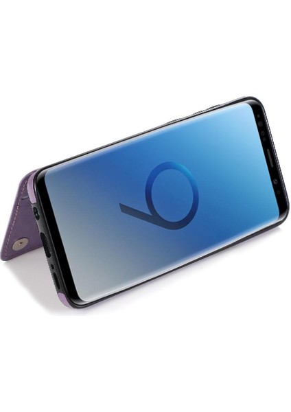 Samsung Galaxy S9 Çift Düğmeler Için Kart Tutucu Kılıf ile Cüzdan Pu Çevirin (Yurt Dışından)