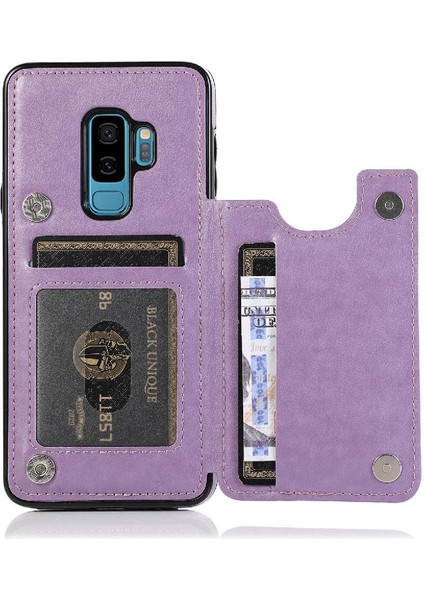 Samsung Galaxy S9 Çift Düğmeler Için Kart Tutucu Kılıf ile Cüzdan Pu Çevirin (Yurt Dışından)