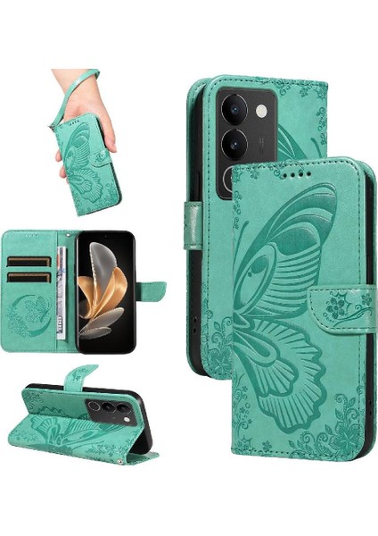 Vıvo V29 5g Için Flip Case Kredi Kartı Yuvası ile Ayrılabilir El Kayışı Yüksek (Yurt Dışından)