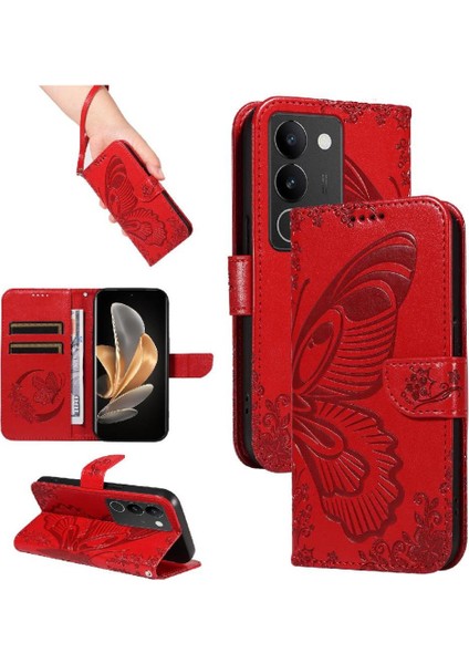 Vıvo V29 5g Için Flip Case Kredi Kartı Yuvası ile Ayrılabilir El Kayışı Yüksek (Yurt Dışından)