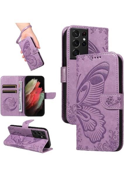 Samsung Galaxy S21 Için Flip Case Ultra Ayrılabilir El Kayışı Kabartmalı Yüksek (Yurt Dışından)