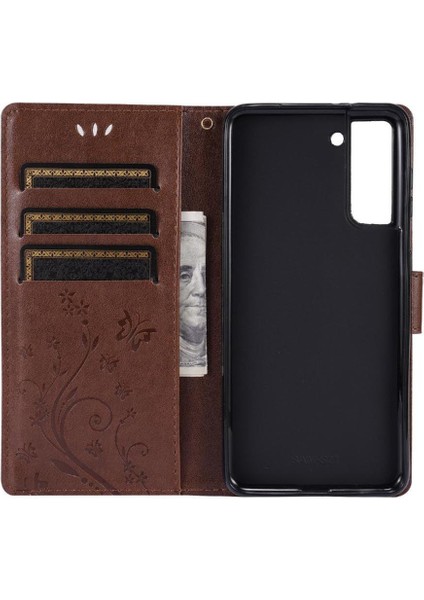 Samsung Galaxy S21 Fe 5g Için Filp Durumda Kickstand Bilek Kayışı Kart Tutucu (Yurt Dışından)