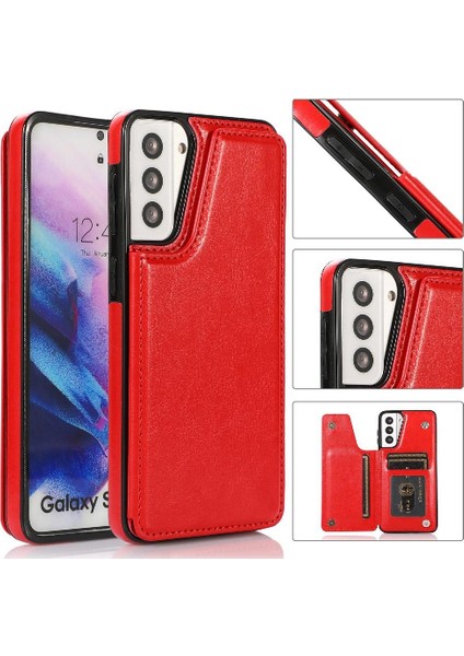 Samsung Galaxy S21 Çift Manyetik Toka Kickstand ile Cüzdan Kılıf (Yurt Dışından)