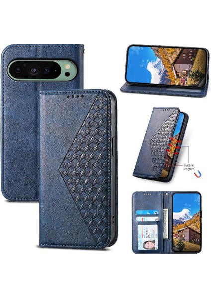 Google Pixel 9 El Kayışı Günlük Kullanım Eşkenar Dörtgen Şekli Cüzdan Için Flip Case (Yurt Dışından)