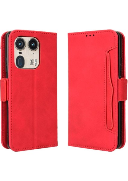 Motorola Moto X50 Deri Cüzdan Kapak Manyetik Kapatma Kartı Için Kılıf (Yurt Dışından)