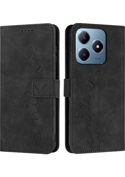 Realme C61 Kart Ekleme Pu Deri Yan Toka Aşk Için Flip Case (Yurt Dışından)